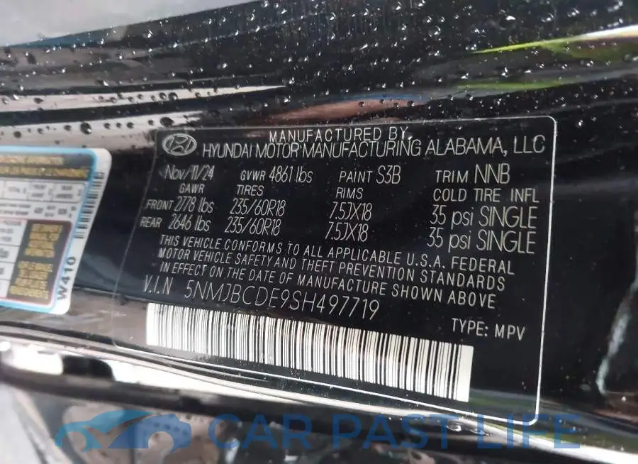 5NMJBCDE9SH497719# 9
