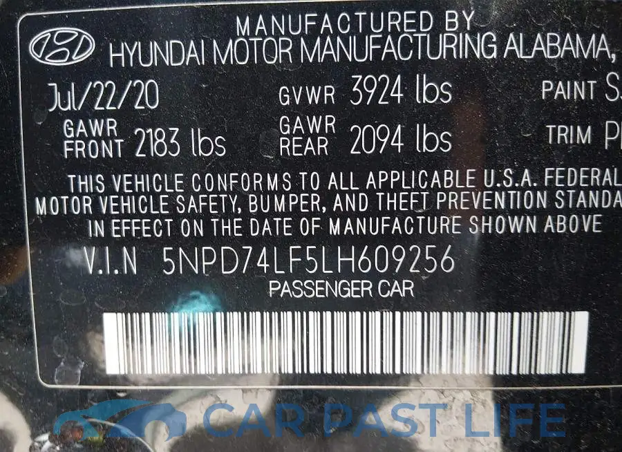 5NPD74LF5LH609256# 9