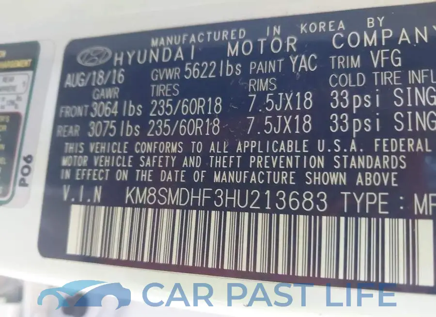 KM8SMDHF3HU213683# 9