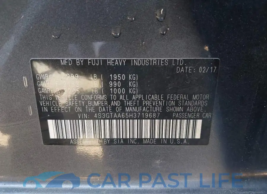 4S3GTAA65H3719687# 9