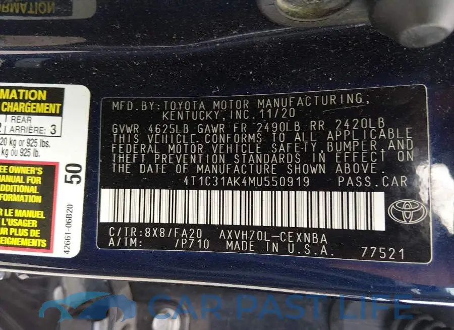 4T1C31AK4MU550919# 9