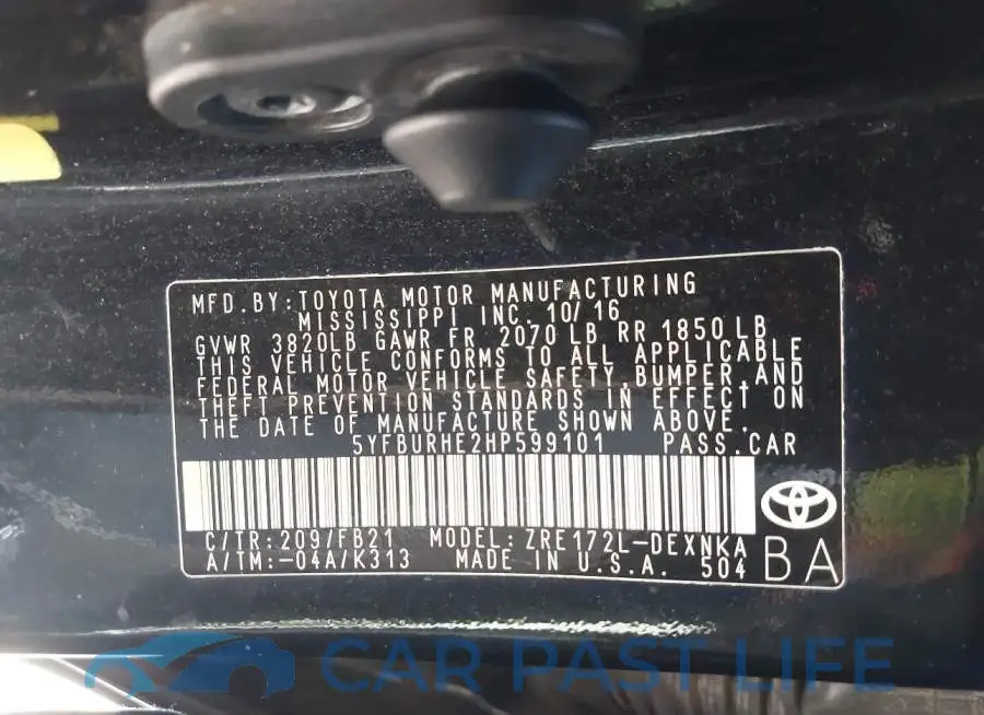 5YFBURHE2HP599101# 9