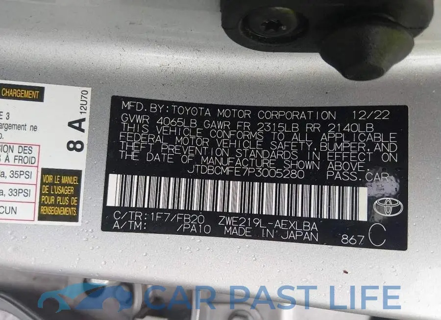 JTDBCMFE7P3005280# 9