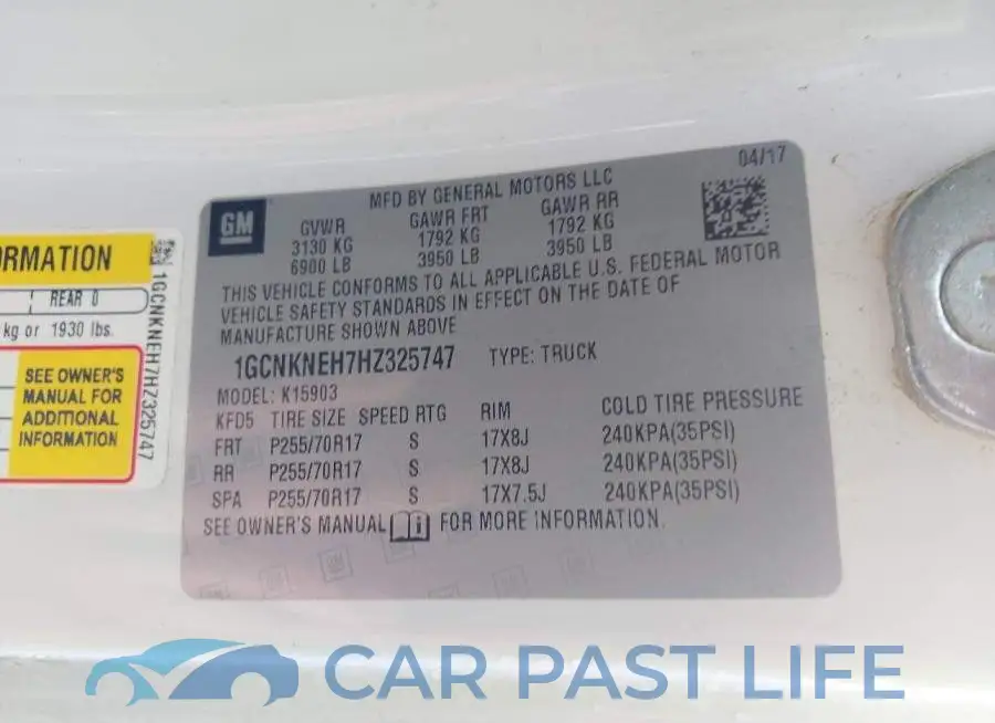1GCNKNEH7HZ325747# 9