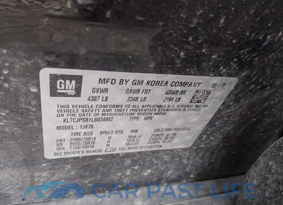 KL7CJPSB1LB034052# 9