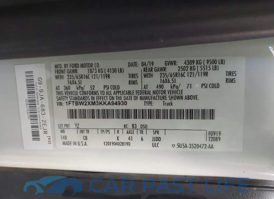 1FTBW2XM3KKA94930# 9