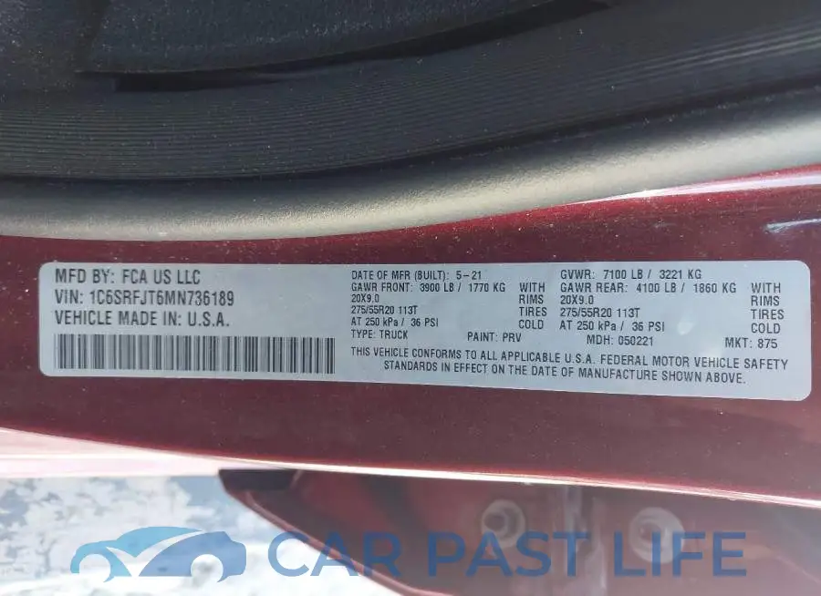 1C6SRFJT6MN736189# 9