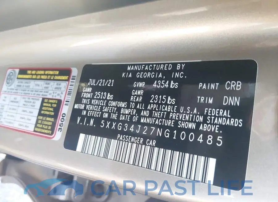 5XXG34J27NG100485# 9