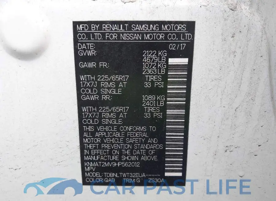 KNMAT2MV9HP562012# 9