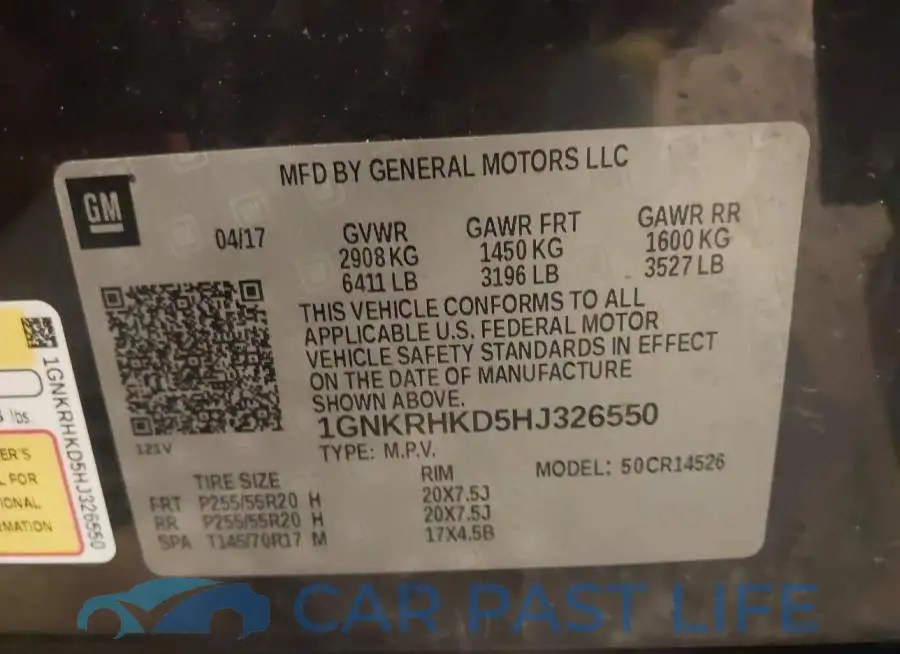1GNKRHKD5HJ326550# 9