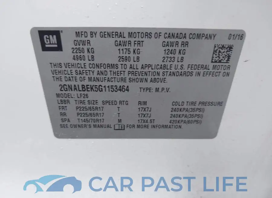 2GNALBEK5G1153464# 9