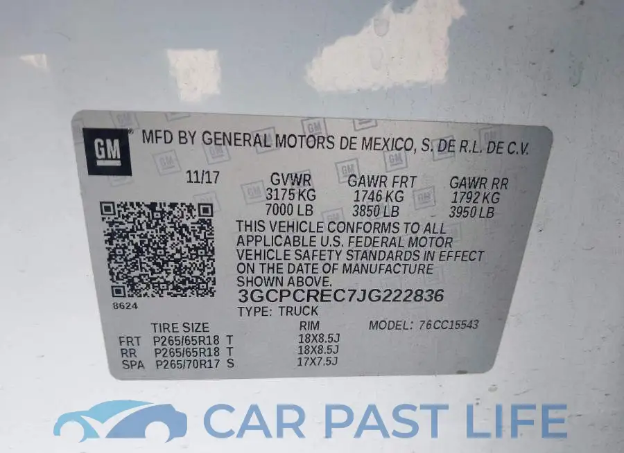 3GCPCREC7JG222836# 9