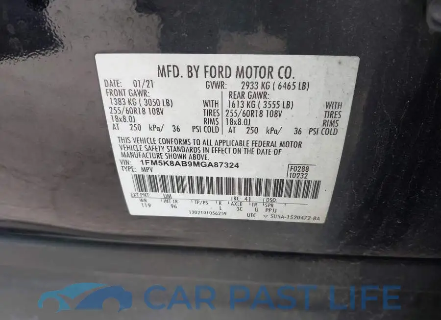 1FM5K8AB9MGA87324# 9