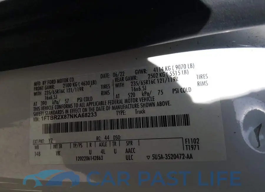 1FTBR2X87NKA68233# 9