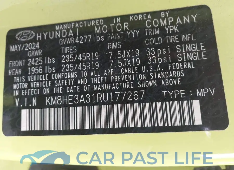 KM8HE3A31RU177267# 9