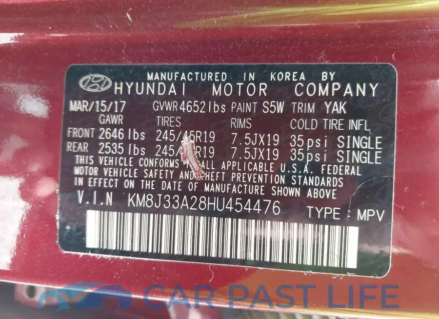 KM8J33A28HU454476# 9