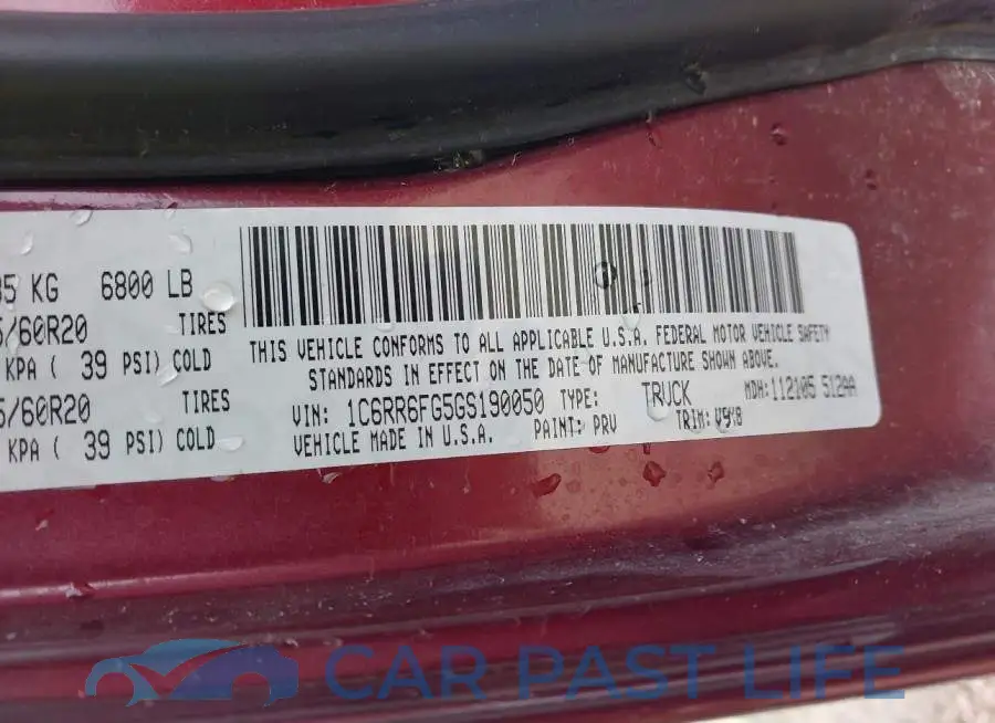 1C6RR6FG5GS190050# 9