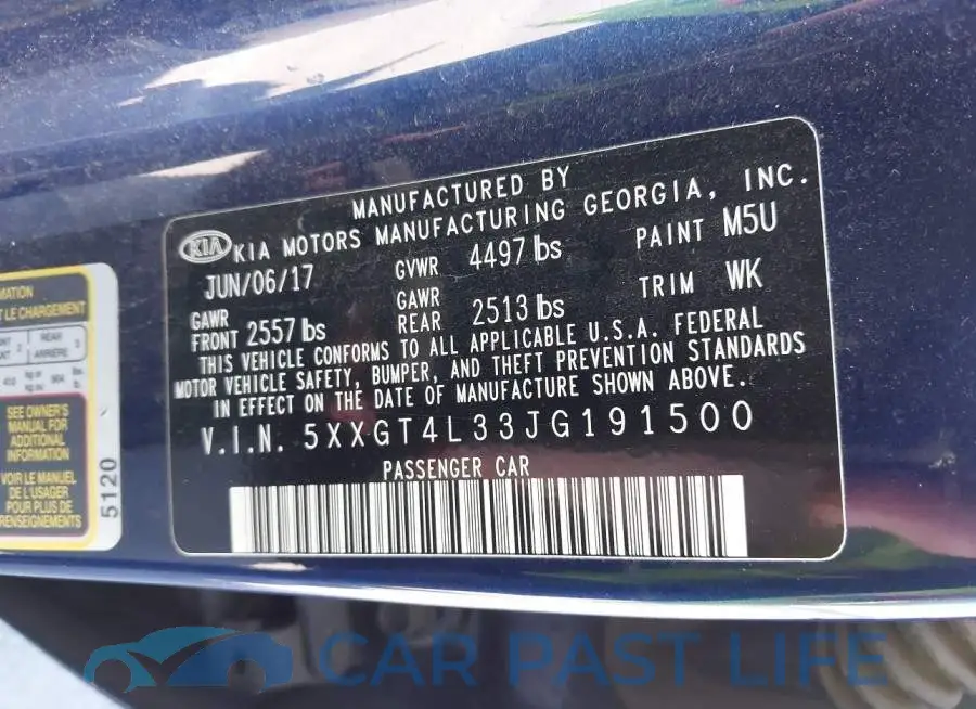 5XXGT4L33JG191500# 9
