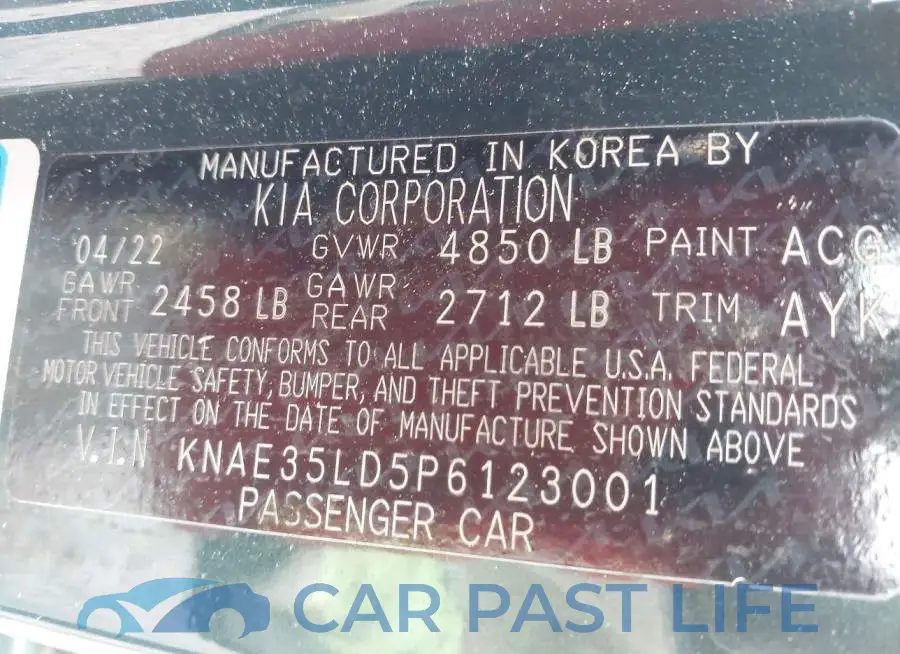 KNAE35LD5P6123001# 9