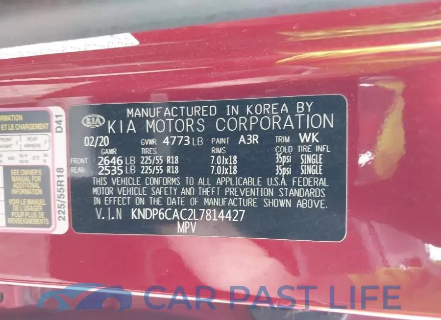 KNDP6CAC2L7814427# 9