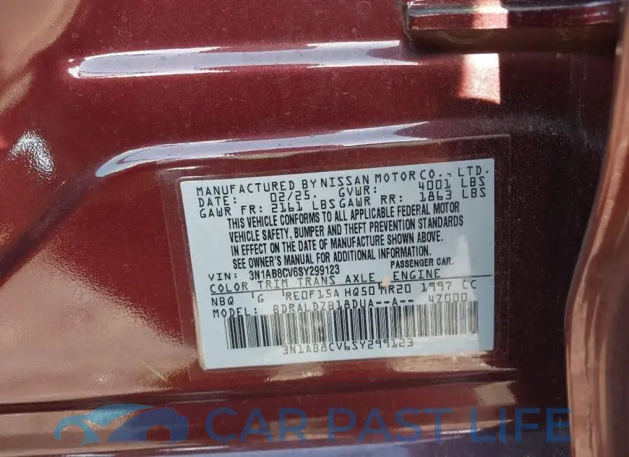 3N1AB8CV6SY299123# 9