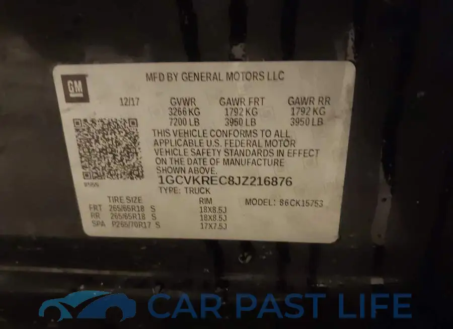 1GCVKREC8JZ216876# 9