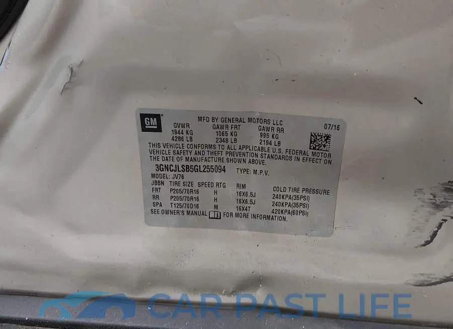 3GNCJLSB5GL255094# 9