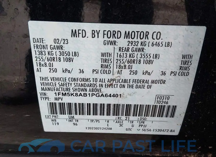 1FM5K8AB1PGA64401# 9