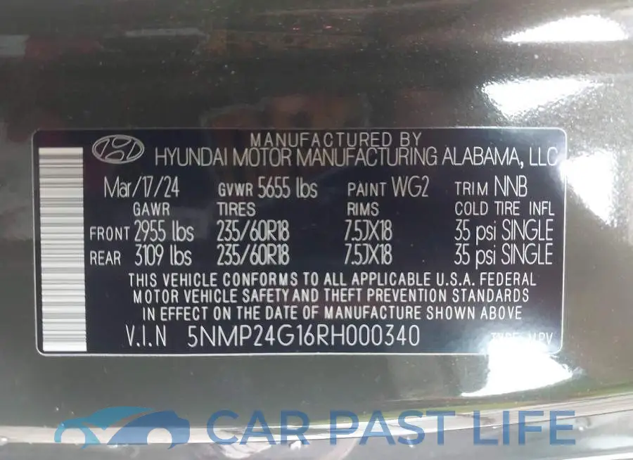 5NMP24G16RH000340# 9