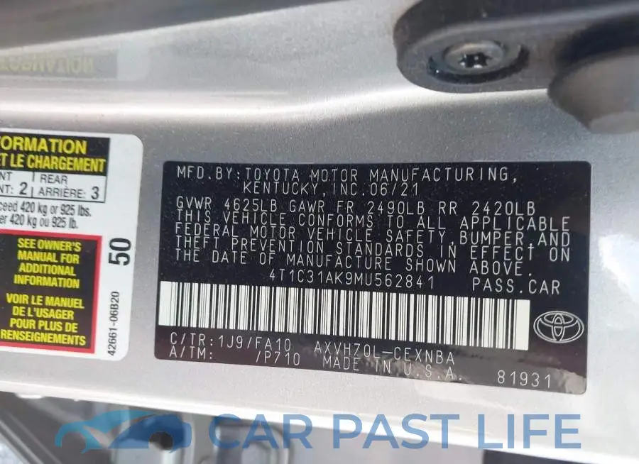 4T1C31AK9MU562841# 9
