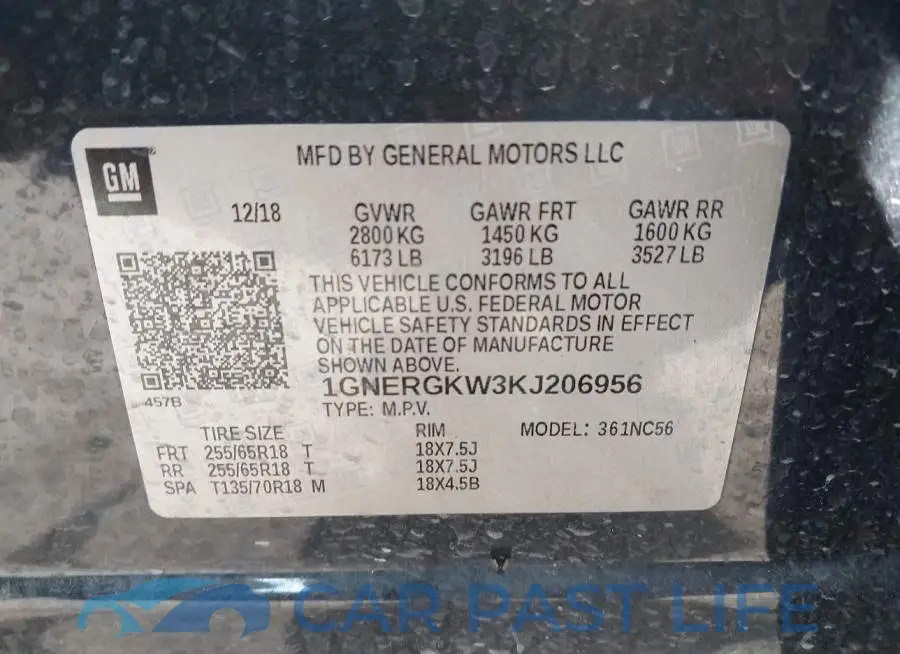 1GNERGKW3KJ206956# 9