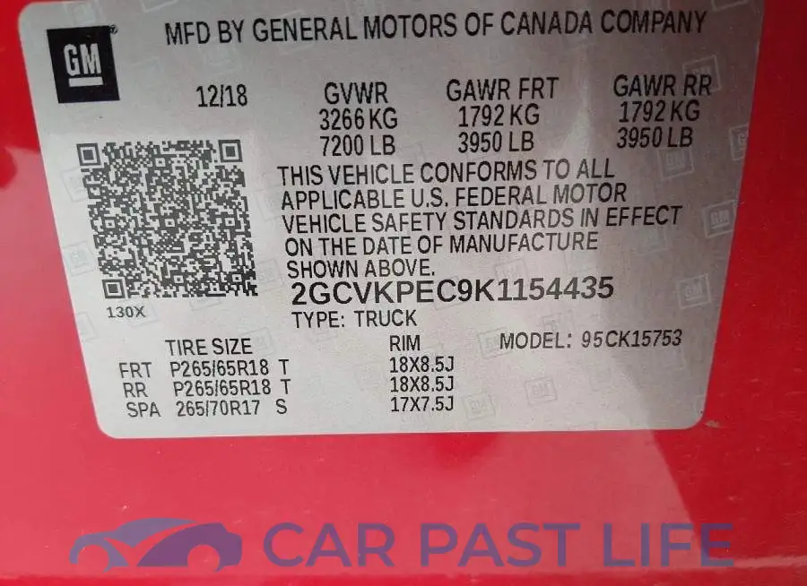 2GCVKPEC9K1154435# 9