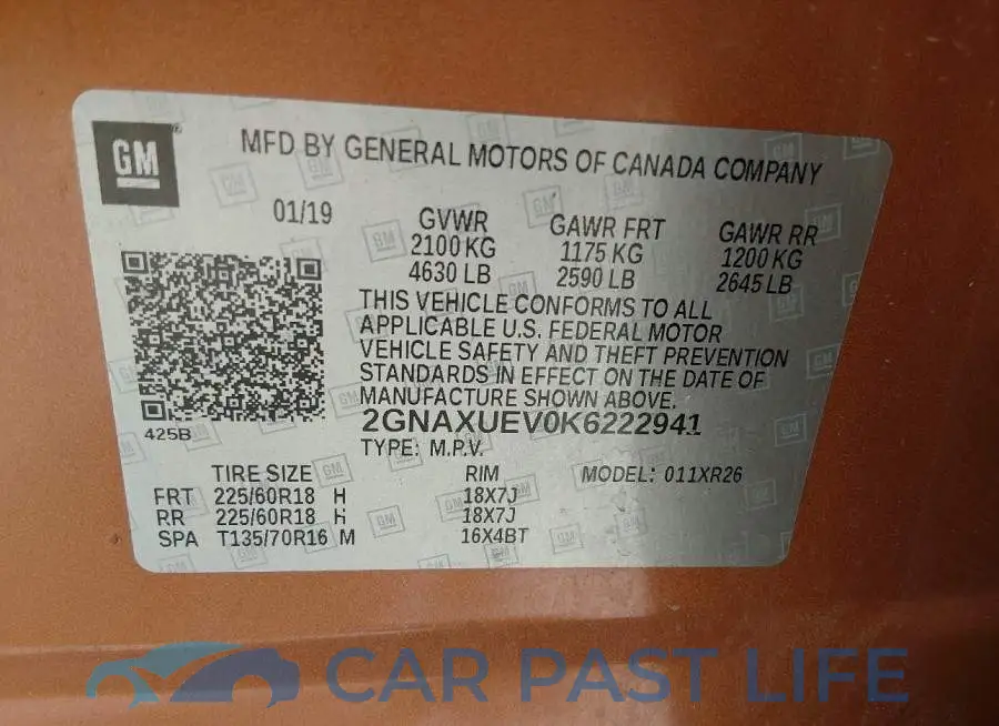 2GNAXUEV0K6222941# 9