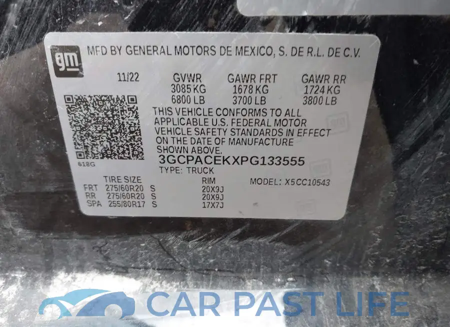 3GCPACEKXPG133555# 9