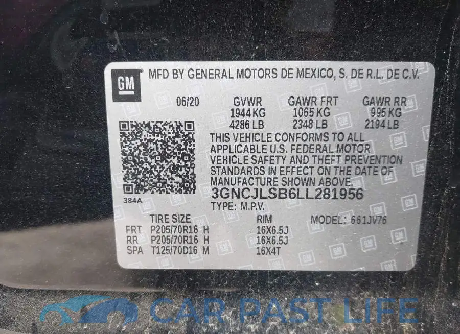 3GNCJLSB6LL281956# 9