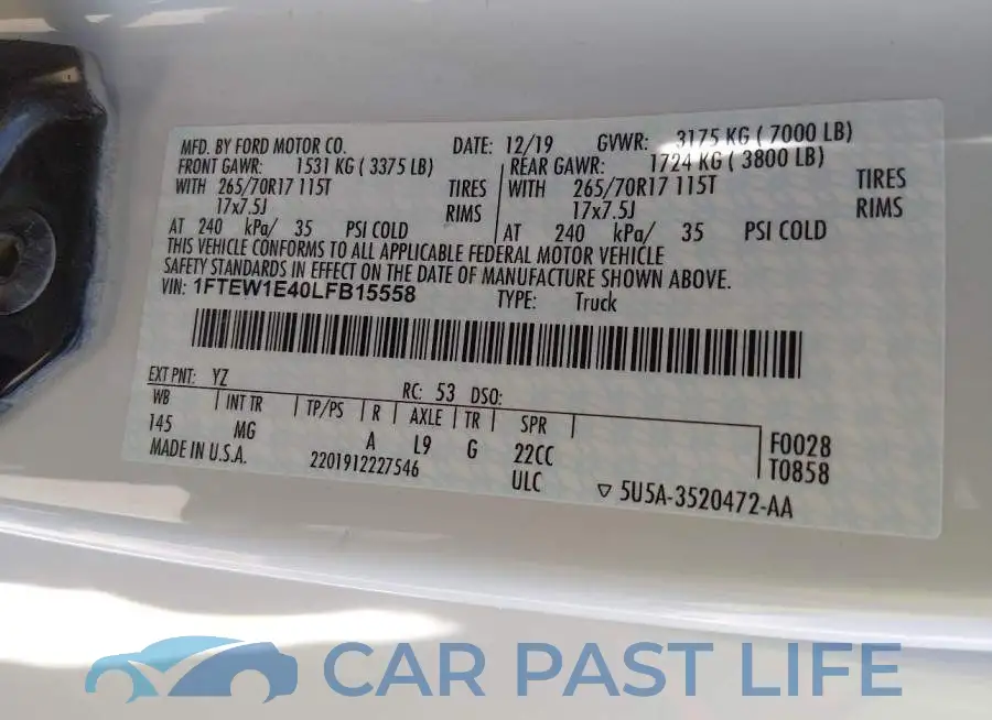 1FTEW1E40LFB15558# 9