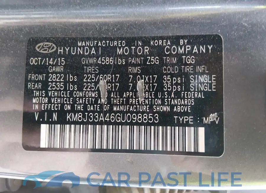KM8J33A46GU098853# 9