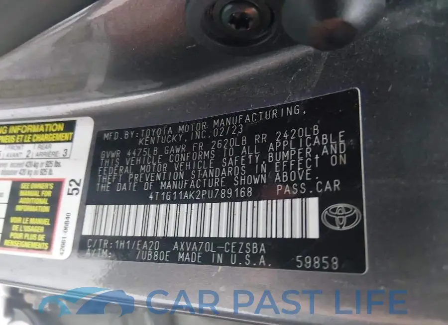 4T1G11AK2PU789168# 9