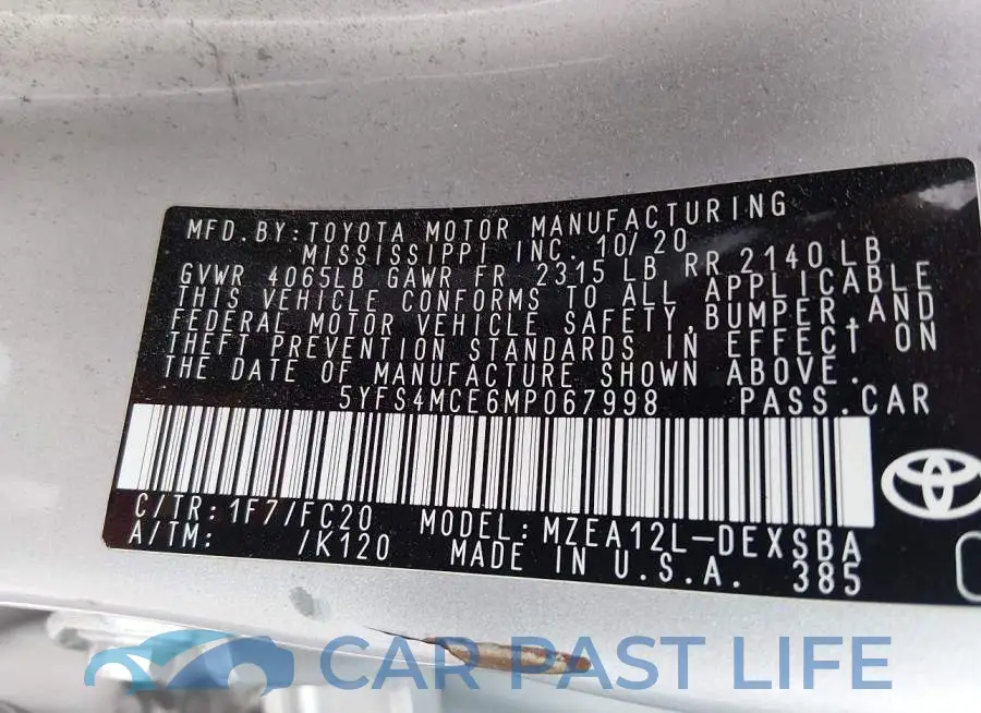 5YFS4MCE6MP067998# 9