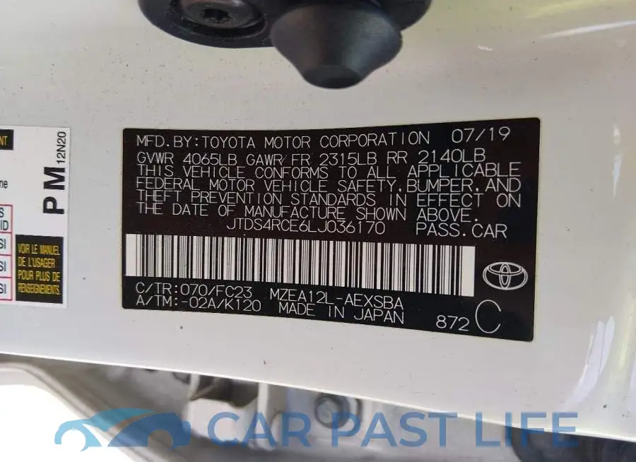 JTDS4RCE6LJ036170# 9