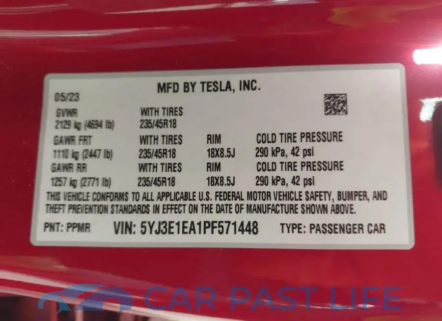 5YJ3E1EA1PF571448# 9