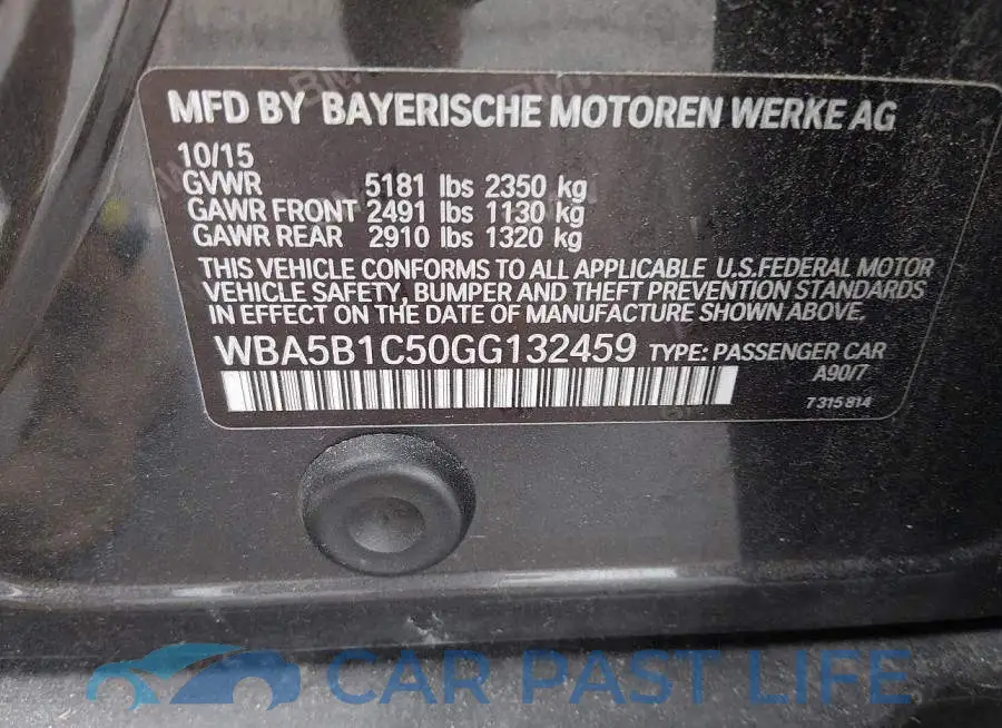 WBA5B1C50GG132459# 9