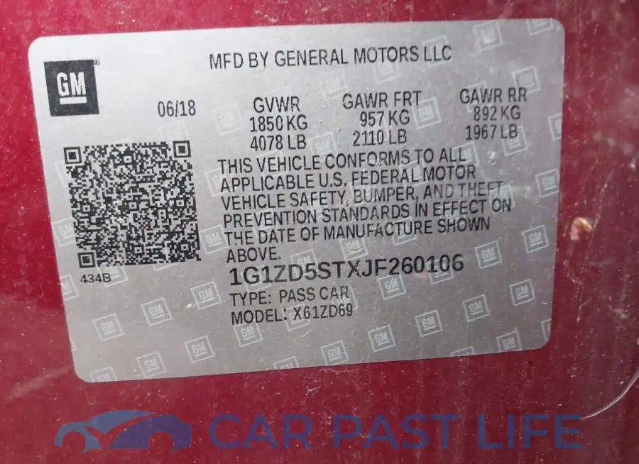 1G1ZD5STXJF260106# 9