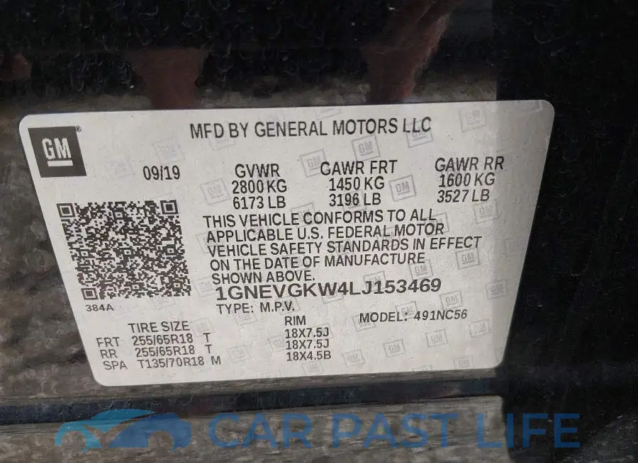 1GNEVGKW4LJ153469# 9