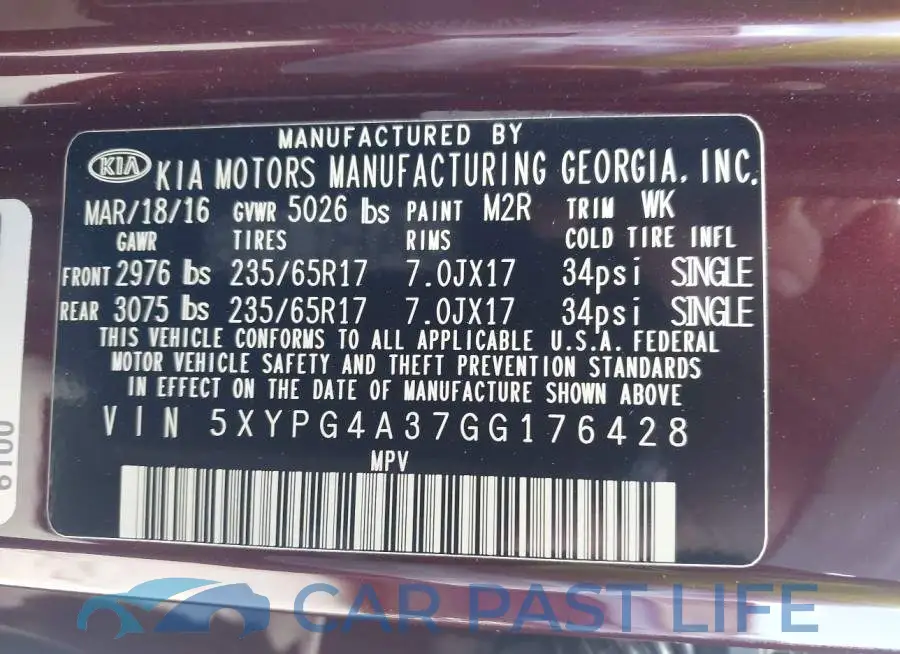 5XYPG4A37GG176428# 9