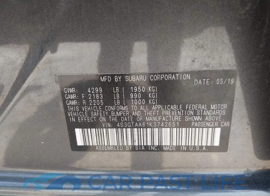 4S3GTAA61K3742651# 9