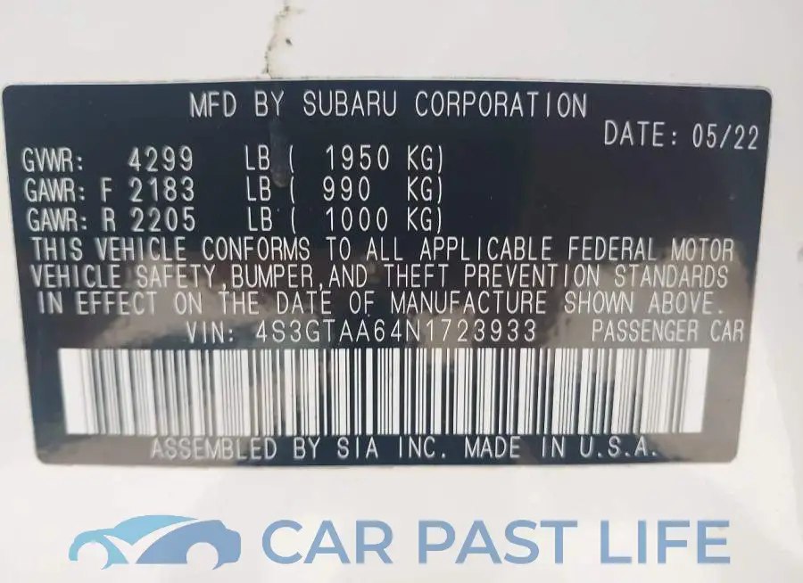 4S3GTAA64N1723933# 9