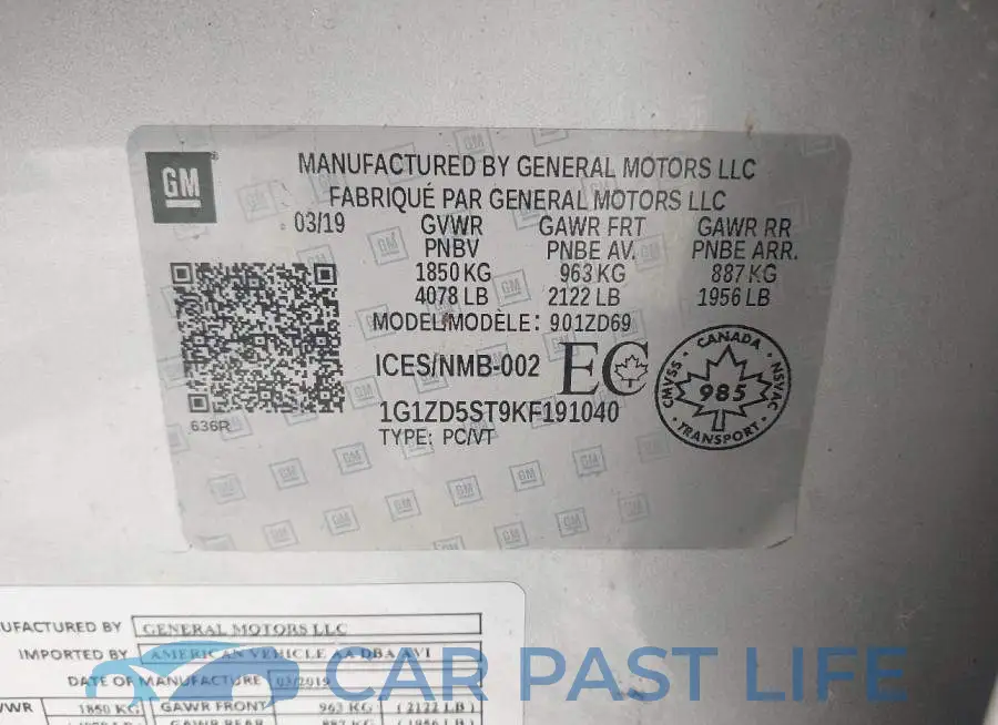 1G1ZD5ST9KF191040# 9