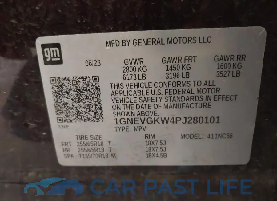 1GNEVGKW4PJ280101# 9