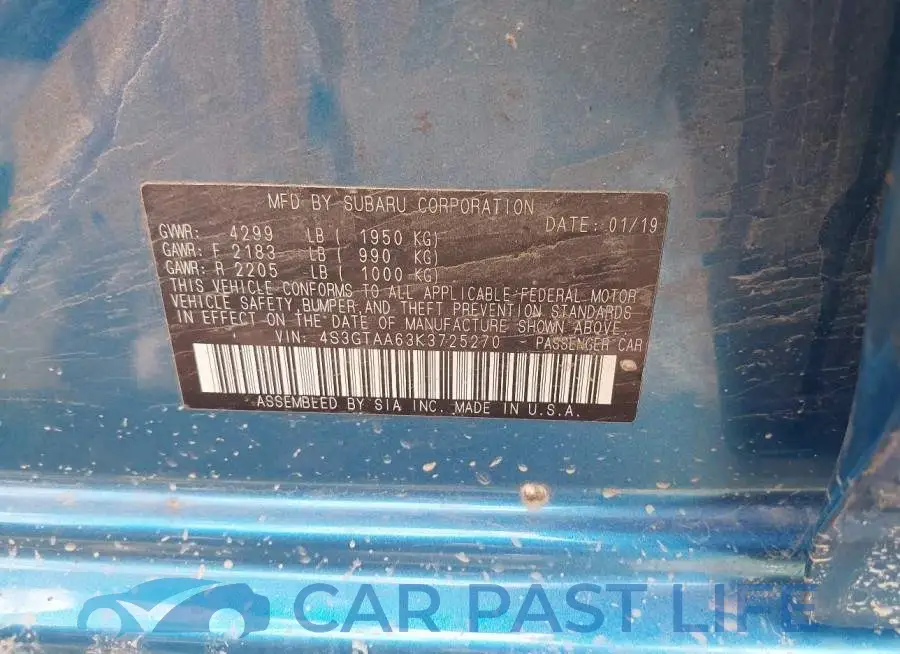 4S3GTAA63K3725270# 9